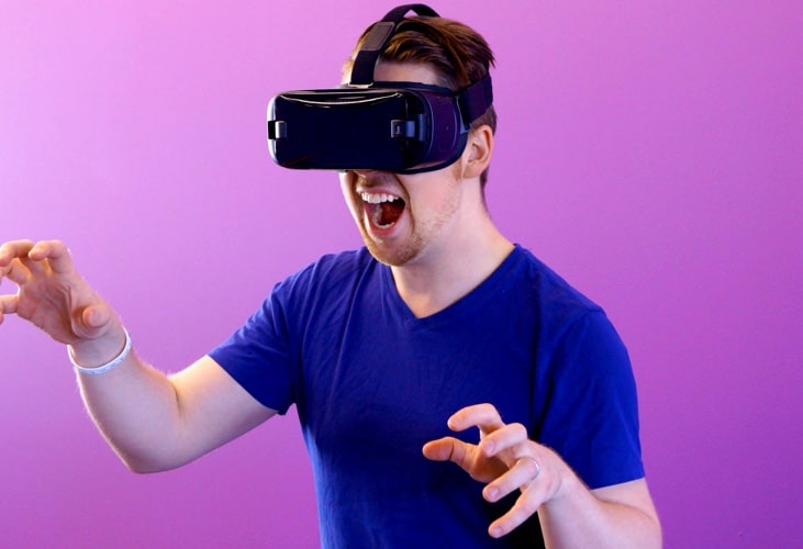 A man with VR headsets